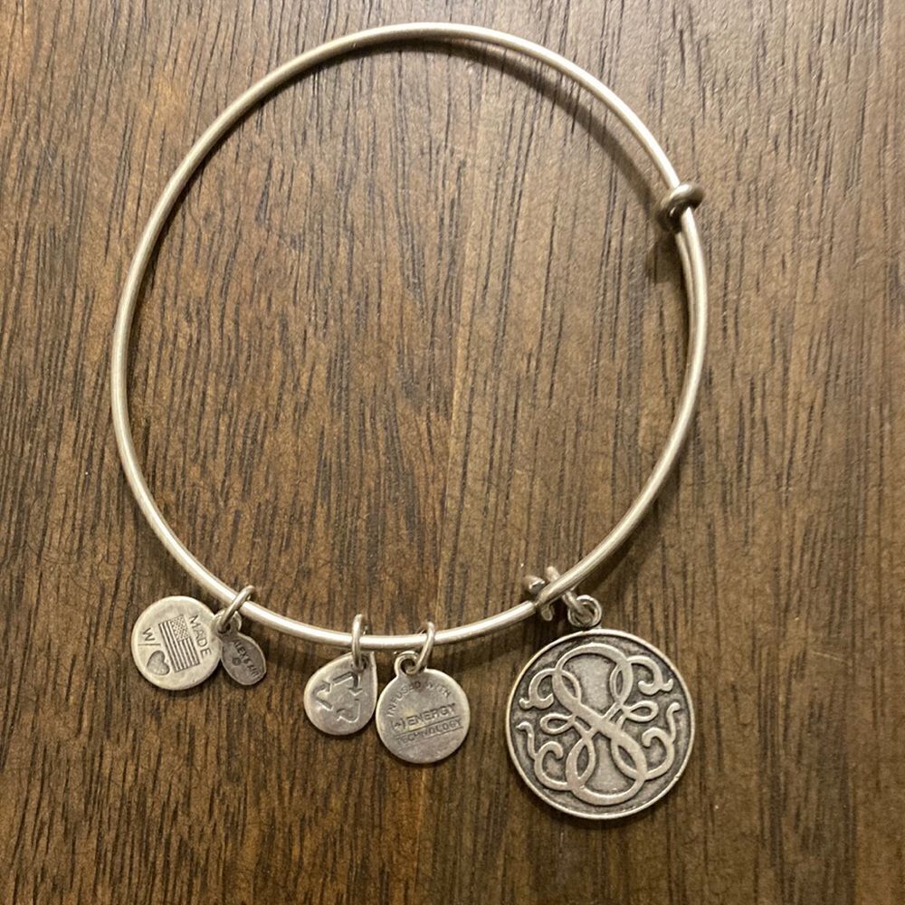 Alex & Ani Silver Adjustable Charm Bangle Bracelet Energy 2014.